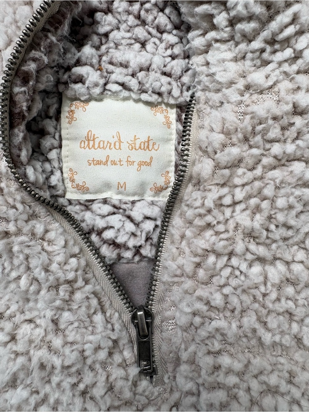 Altar'd State Soft Light Gray Sherpa Zip Jacket